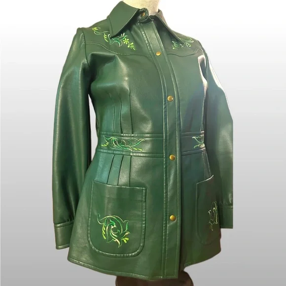 Vintage Penney’s International Imports Western Green Embroidered Jacket XL 14 - Picture 2 of 16